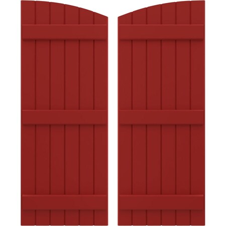 Ekena Millwork Americraft 6-Board (3 Batten) Wood Joined Board-n-Batten Shutters w/Ellipt Top, ARW401BE621X61BRH, PR ARW401BE621X61BRH